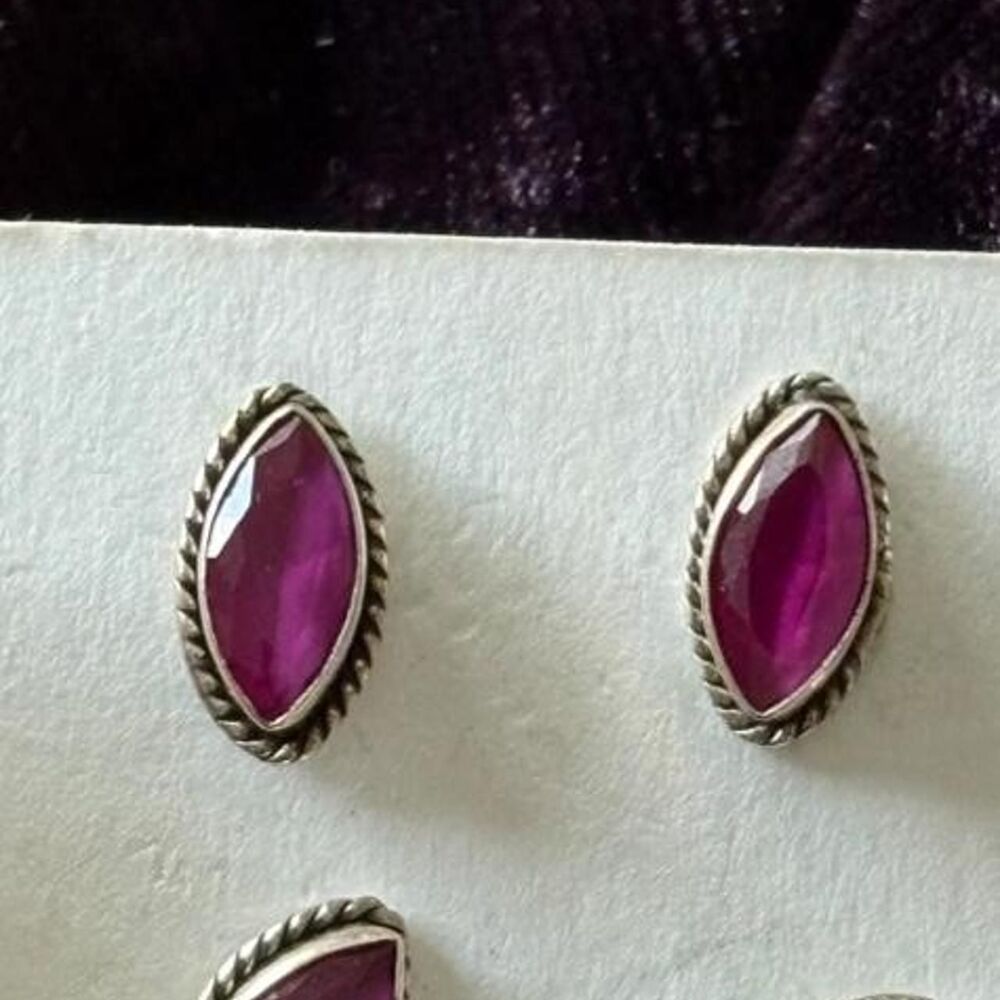 Sterling Silver Faceted Ruby Stud Earrings